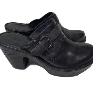 Born Leather Black Clogs. Size 9.